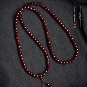 Authentic Indian Small-Leaf Red Sandalwood Bracelet with 108 Beads, Men's Buddhist Prayer Beads Bracelet, Exquisite Hand