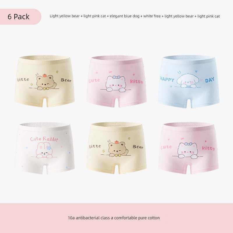 Children's Underwear for Girls, Pure Cotton, Class A, Baby-Sized, Full Flat Four-Corner Style, Suitable for Medium and Large Kids, Does Not Pinch the — 4