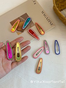 Summer Color Palette Korean Style Shiny Color-Block Water Drop Children's Hair Clip Baby Bangs Bb Clip Girls' Side Clip 