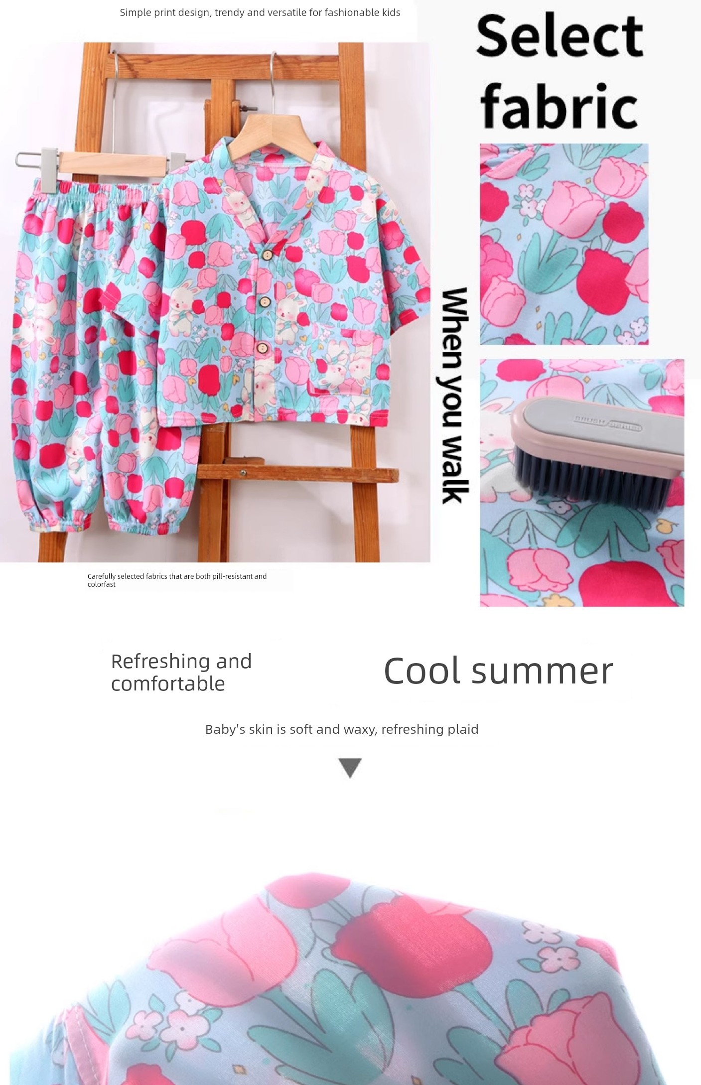 Children's Home Clothes Cotton Silk Set Summer Boys and Girls Pajamas Artificial Cotton Two-Piece Set Breathable Cotton Silk Air-Conditioned Clothing — 9
