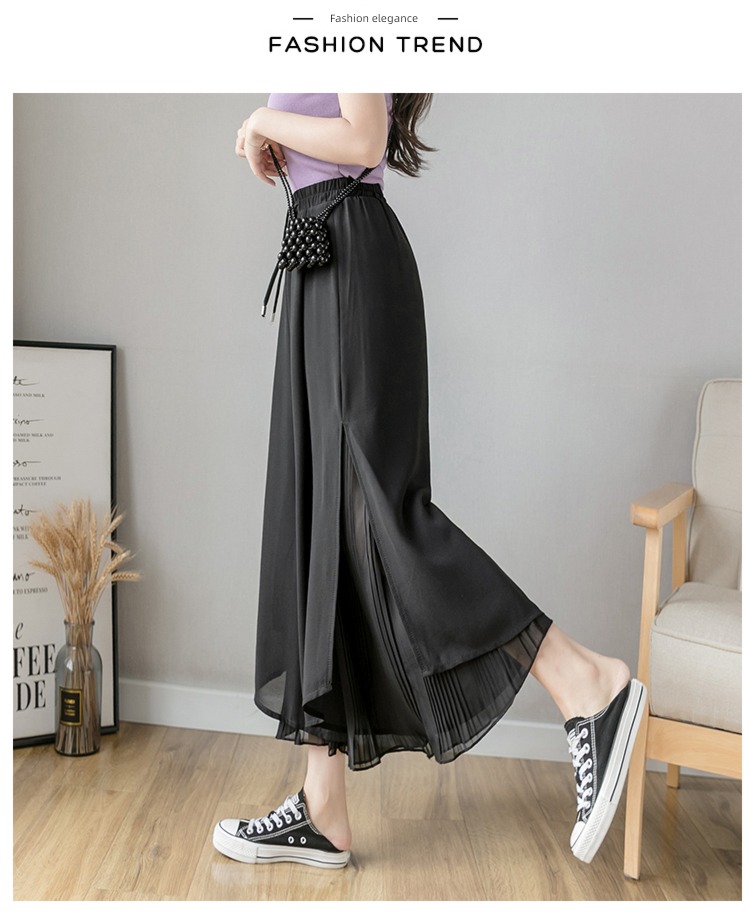 fashion fold High waist Sagging sensation Thin money Nine points Wide leg pants