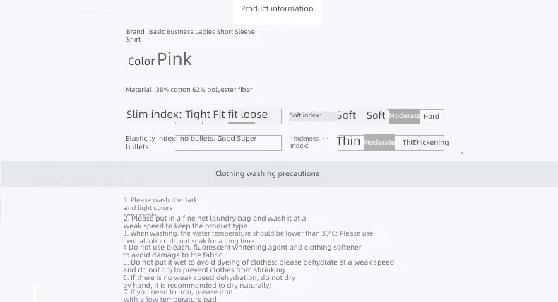 Long sleeve Light pink interview business affairs Impervious ma'am shirt