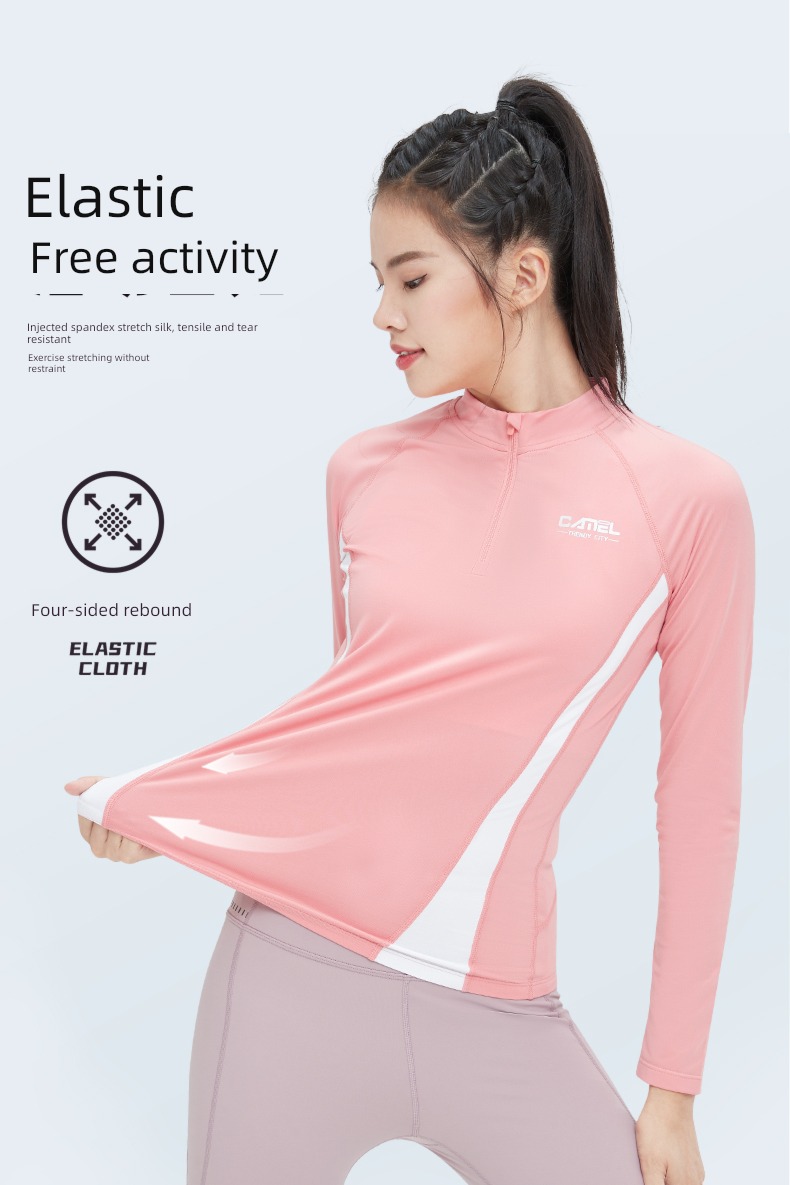 camel female autumn Long sleeve Quick drying shirt Fitness wear