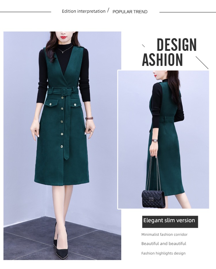 Autumn and winter Woolen cloth female temperament Two piece set Dress