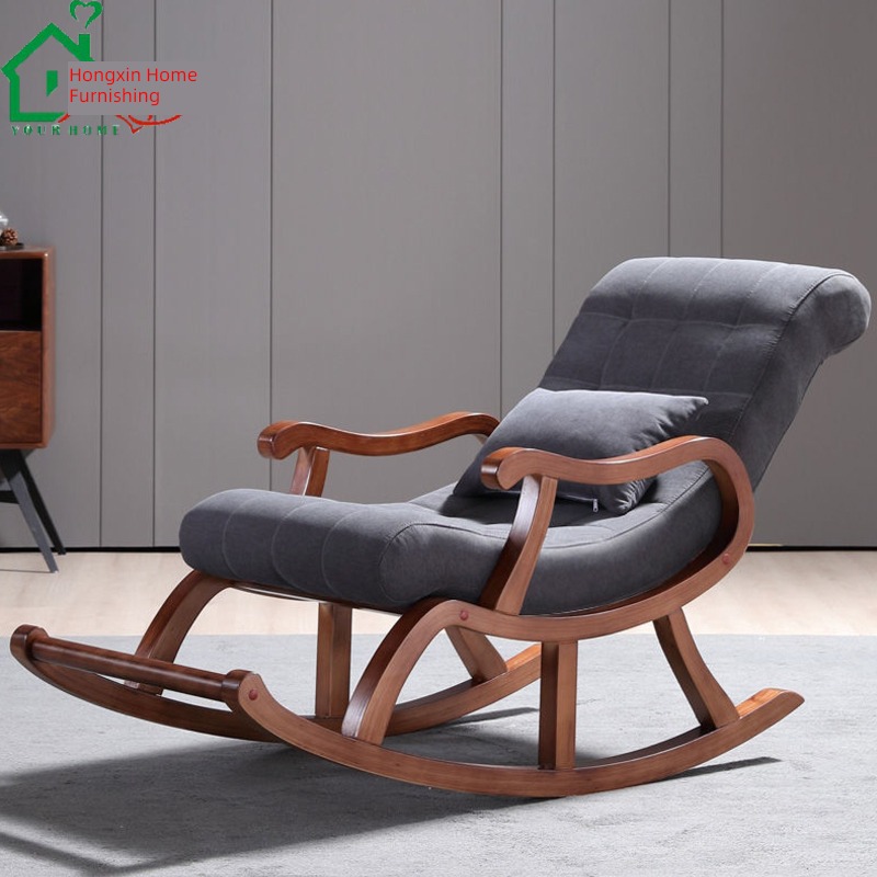solid wood Rocking chair Lazy man leisure time Rocking chair bedroom rocking chair adult Nap chair deck chair balcony Elderly chair a living room