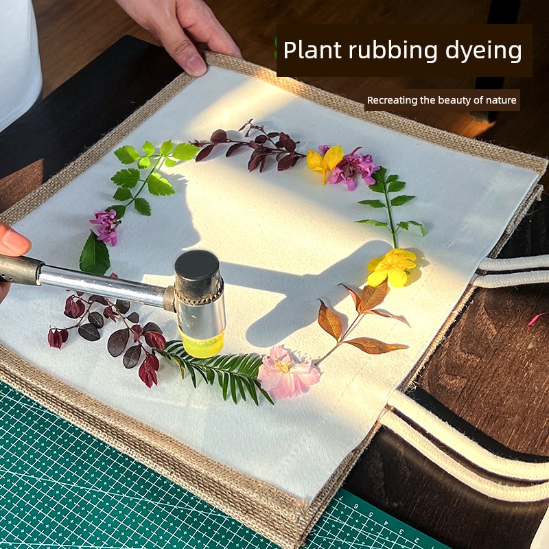 Plant Dyeing Canvas Bag DIY Material Kit Children's Hand-Dyeing Painting Tools Square Scarf Painting Parent-Child Activity Salon
