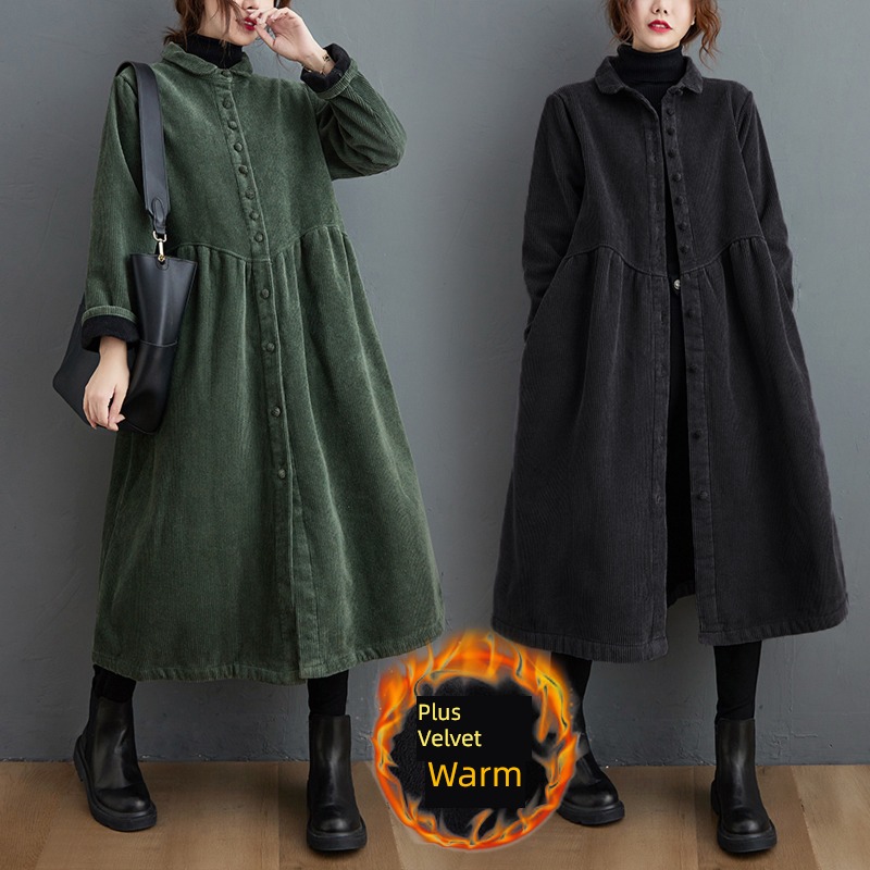 corduroy thickening easy leisure time Cardigan loose coat Windbreaker