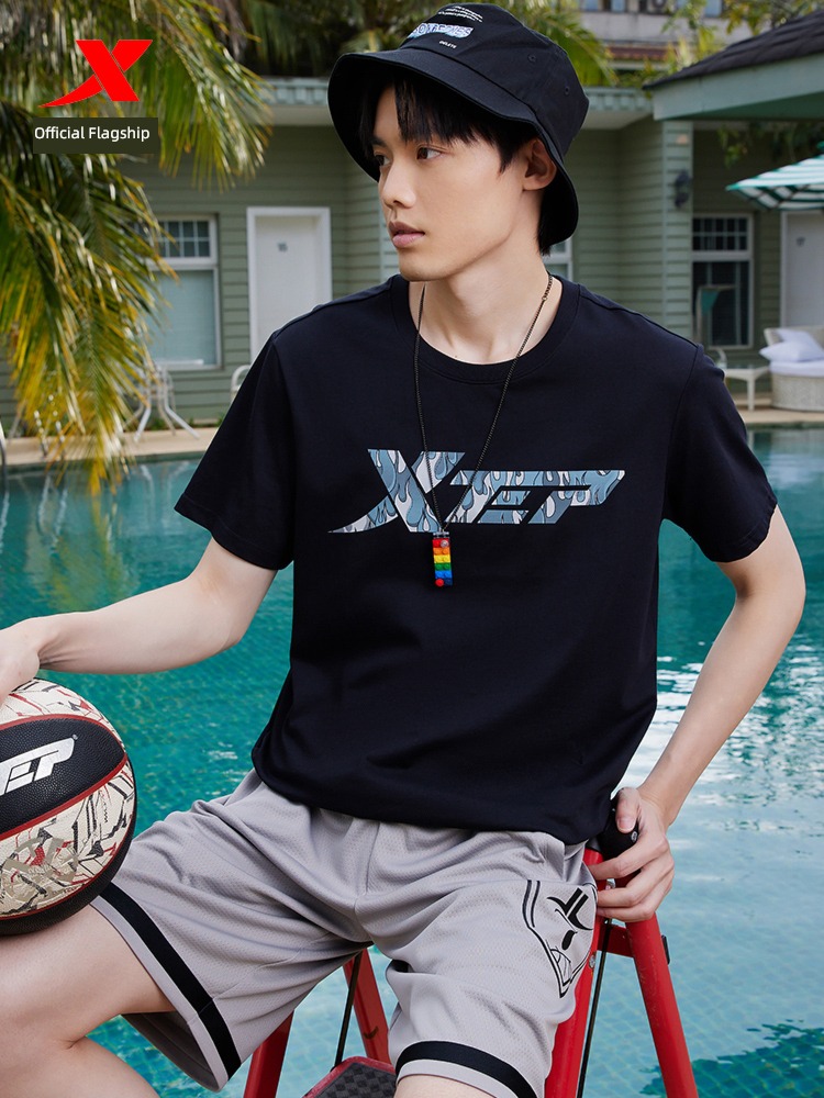XTEP male large LOGO easy leisure time Compassionate Short sleeve