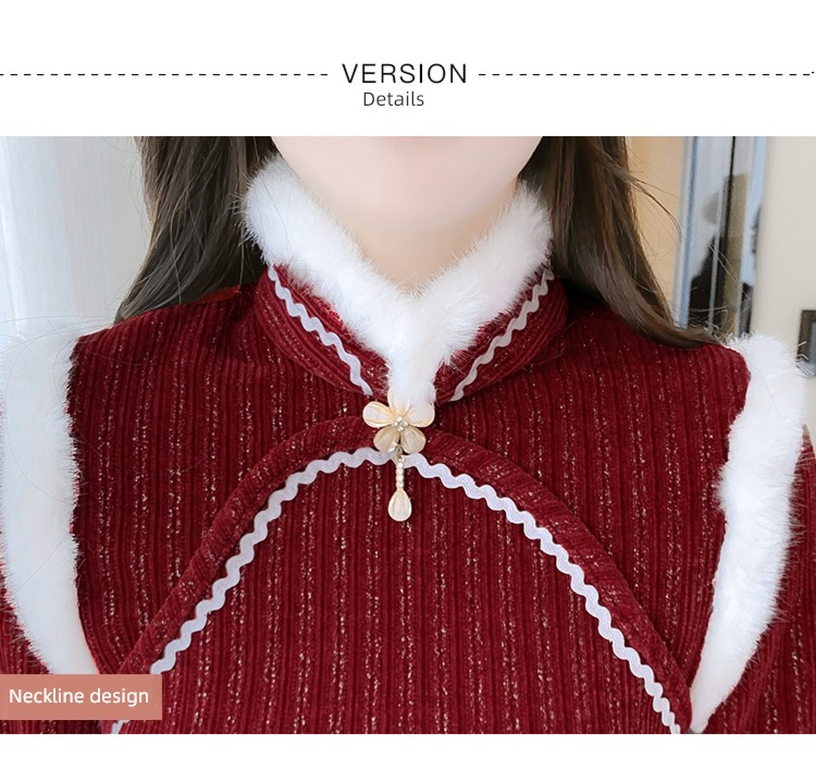 Autumn and winter new year Dress Chinese style thickening christmas