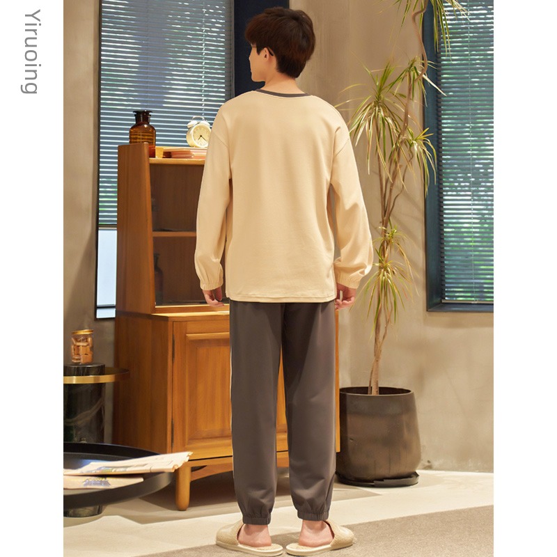 man Cotton Thin money Long sleeve teenagers leisure time pajamas