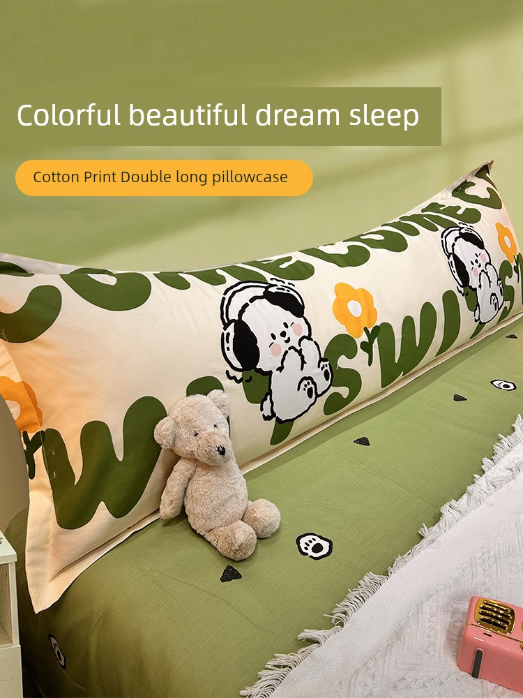 All Cotton Double Pillowcase 1.5M Adult Pure Cotton Thickened Long Pillowcase 1.2 M 1.8 Long Cartoon Long Pillow Case