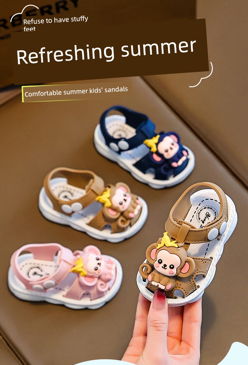 British Children's Sandals for Boys, Non-Slip and Odor-Resistant, for Girls Aged 0-1-3, Cartoon Closed-Toe Sandals Suitable for Water Activities — 4