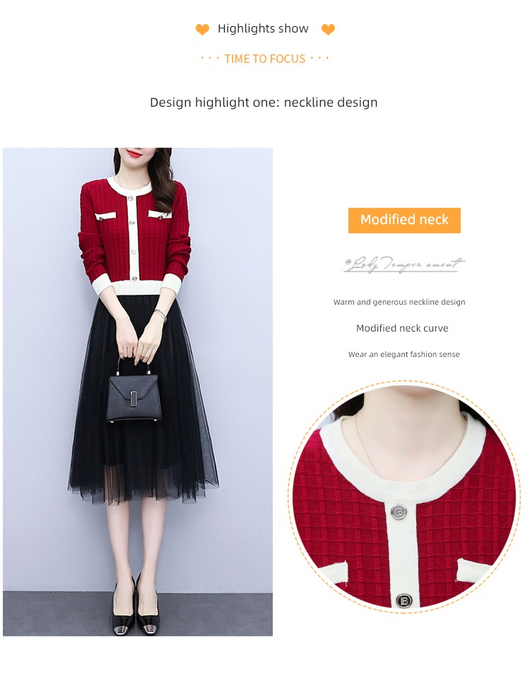 Little fragrance ma'am Autumn and winter Show thin sweater Fake two