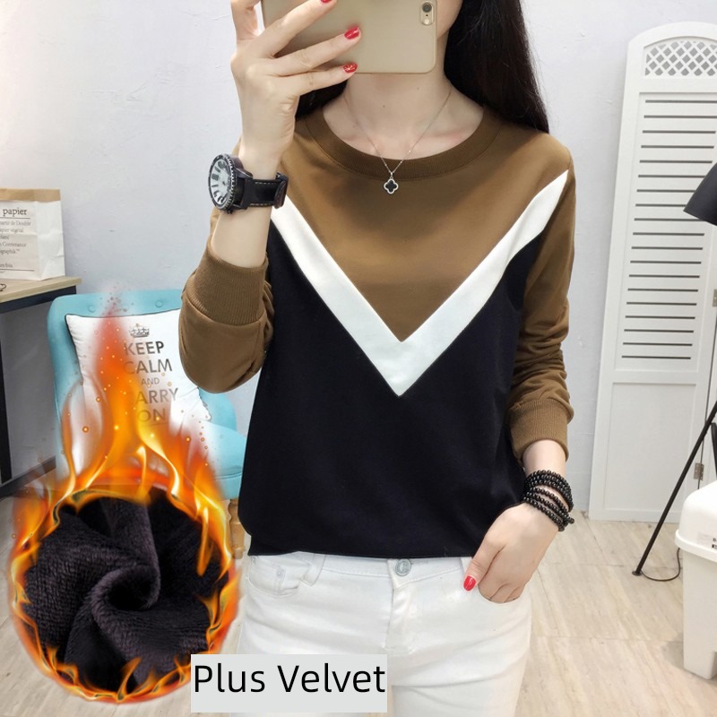 Autumn and winter Put on your clothes Long sleeve T-shirt leisure time thickening pure cotton