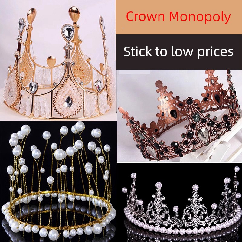Birthday Crown Cake Decorative Ornaments Kids Pearl Hair Accessories Crystal Crown Crown Crown Adult Headdress Accessories