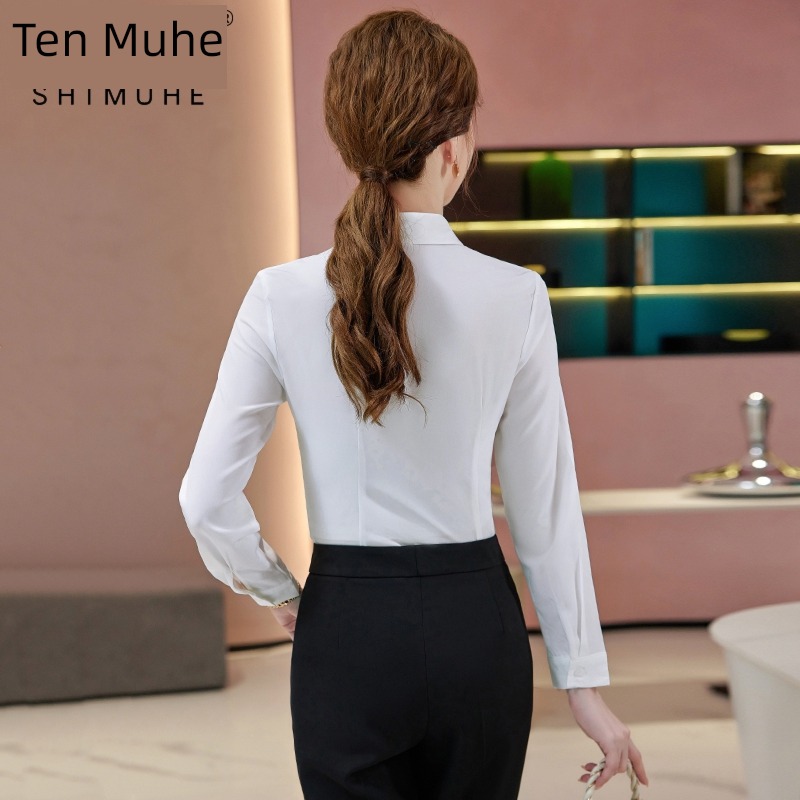 Long sleeve Autumn and winter temperament hotel manager white shirt