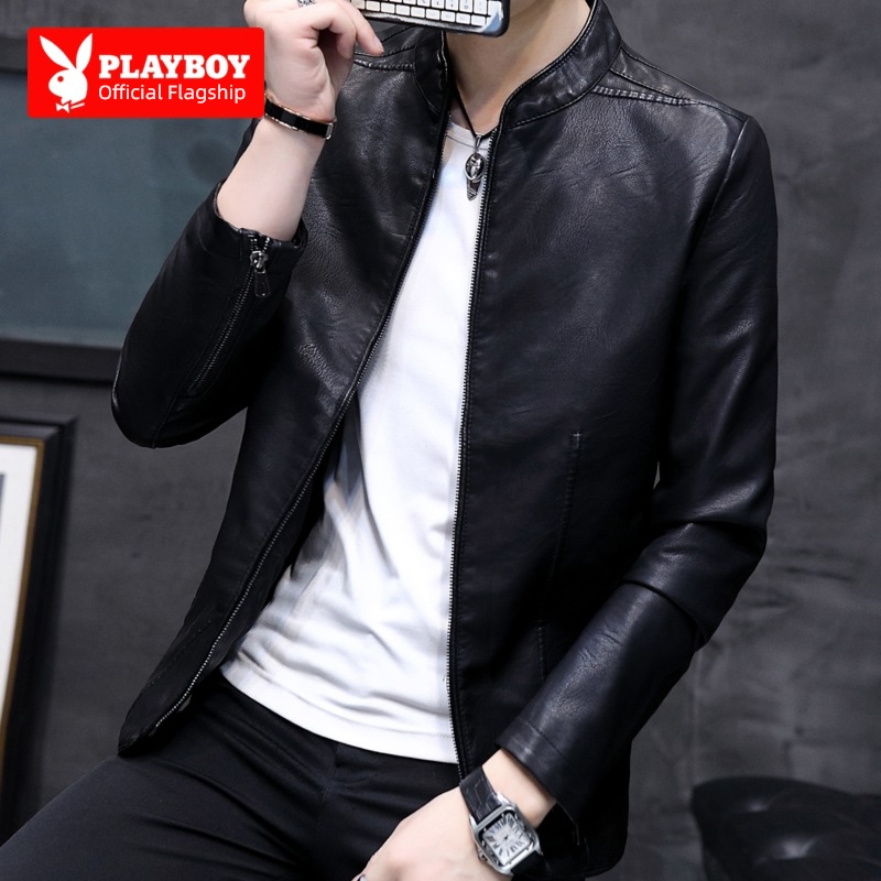 dandy Baseball collar Casual and versatile business affairs leather clothing