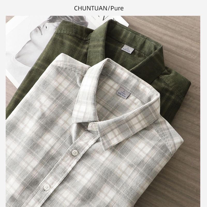 solar system Design sense niche Korean version Long sleeve lattice shirt