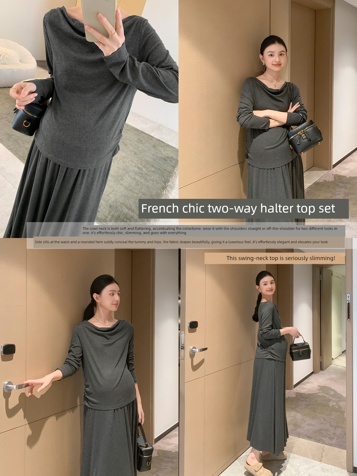 Zma Pure Desire Pinnacle! Maternity Wear Autumn Set 2026 New Fashion Tops Autumn Maternity Half-Skirt
