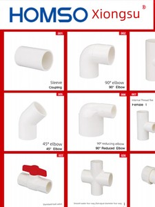 Xiongsu Pvc Water Pipe Fittings Adhesive 1/2 Inch and 3/4 Inch Internal Thread Straight Connector, Elbow, Tee Joint, Str