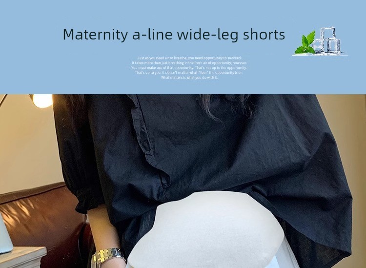 Maternity Pants, Summer Thin Style, Petite Denim Wide-Leg Shorts, Loose Fit, Large Size Casual Leggings, Summer Wear — 2