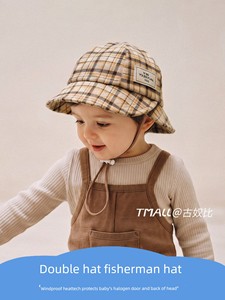 Baby Fisherman Hat, Infant Hat, Spring and Autumn Style, Plaid, Boys' Sun Hat, Girls' Sun Protection Hat, Bucket Hat, Ch
