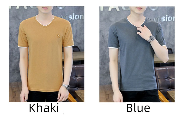 trend handsome V-neck Half sleeve Compassionate man Fake two