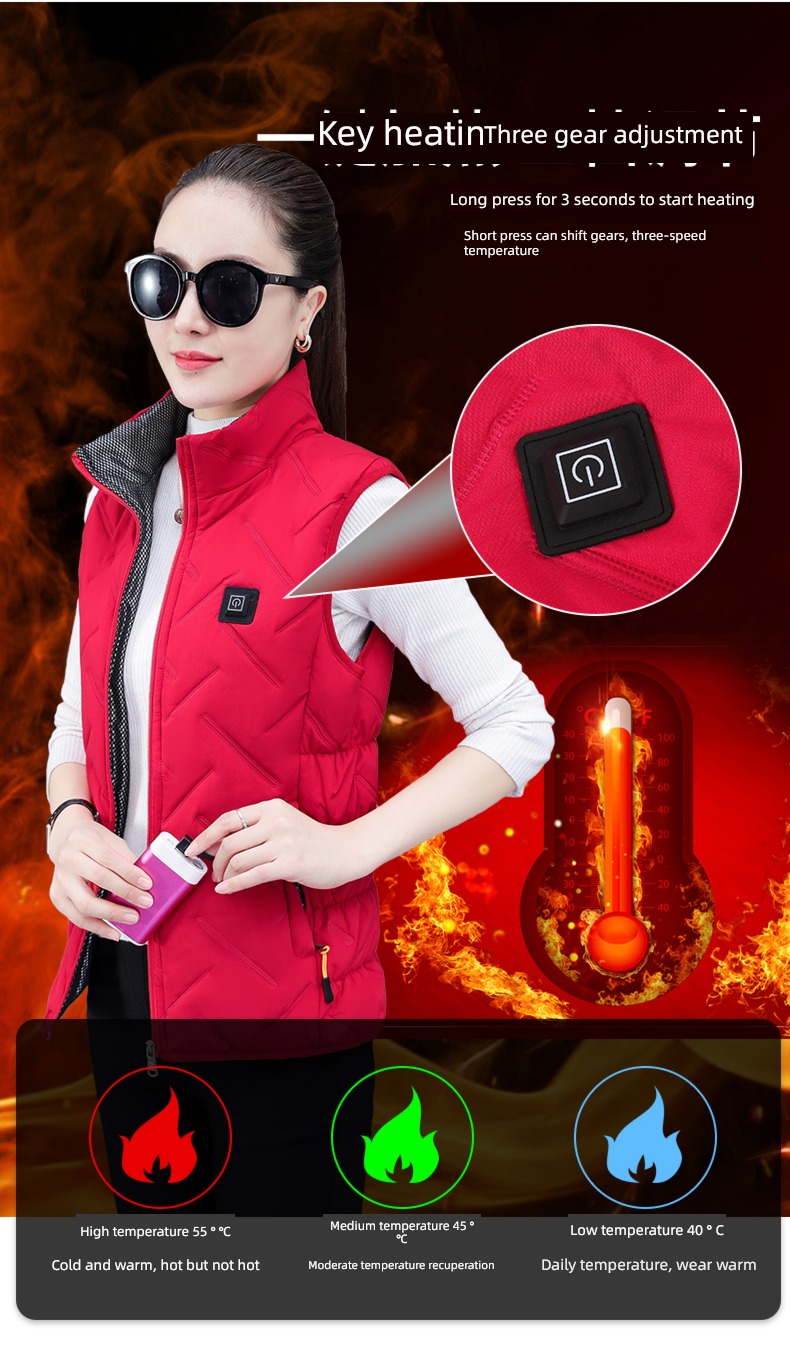 USB intelligence temperature control charge Self heating clothes Vest