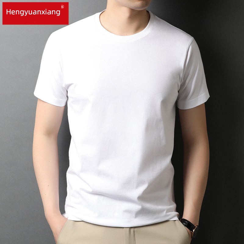 hyz  100% Xinjiang cotton white man Short sleeve T-shirt