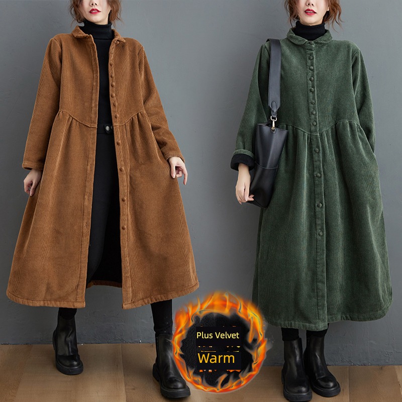 corduroy thickening easy leisure time Cardigan loose coat Windbreaker