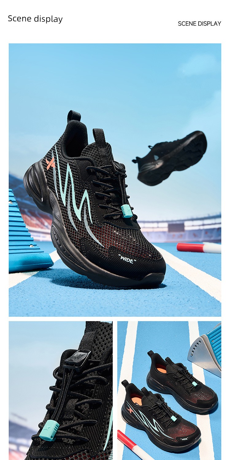 Xtep Children's Shoes Autumn New Model Boys' Sports Shoes with Buckle Breathable Mesh Running Shoes for Older Children Wide-Fit Shoes — 8