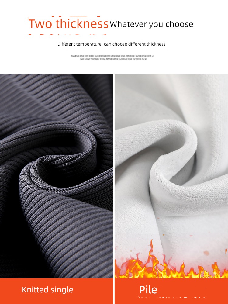 Spring and Autumn High waist leisure time Plush knitting Wide leg pants