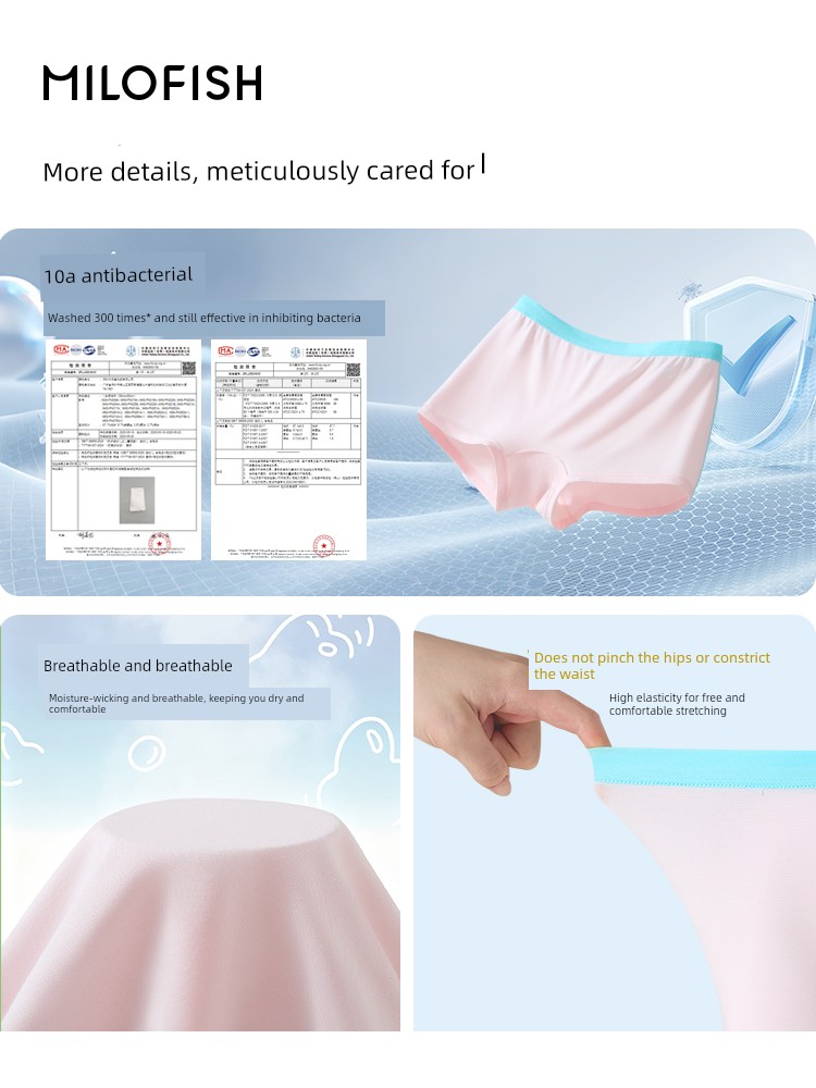 Mileyu Children's Breathable Moisture-Wicking 10A Antibacterial Underwear for Older Girls, Flat Boxer Shorts Without Pp Insert — 5
