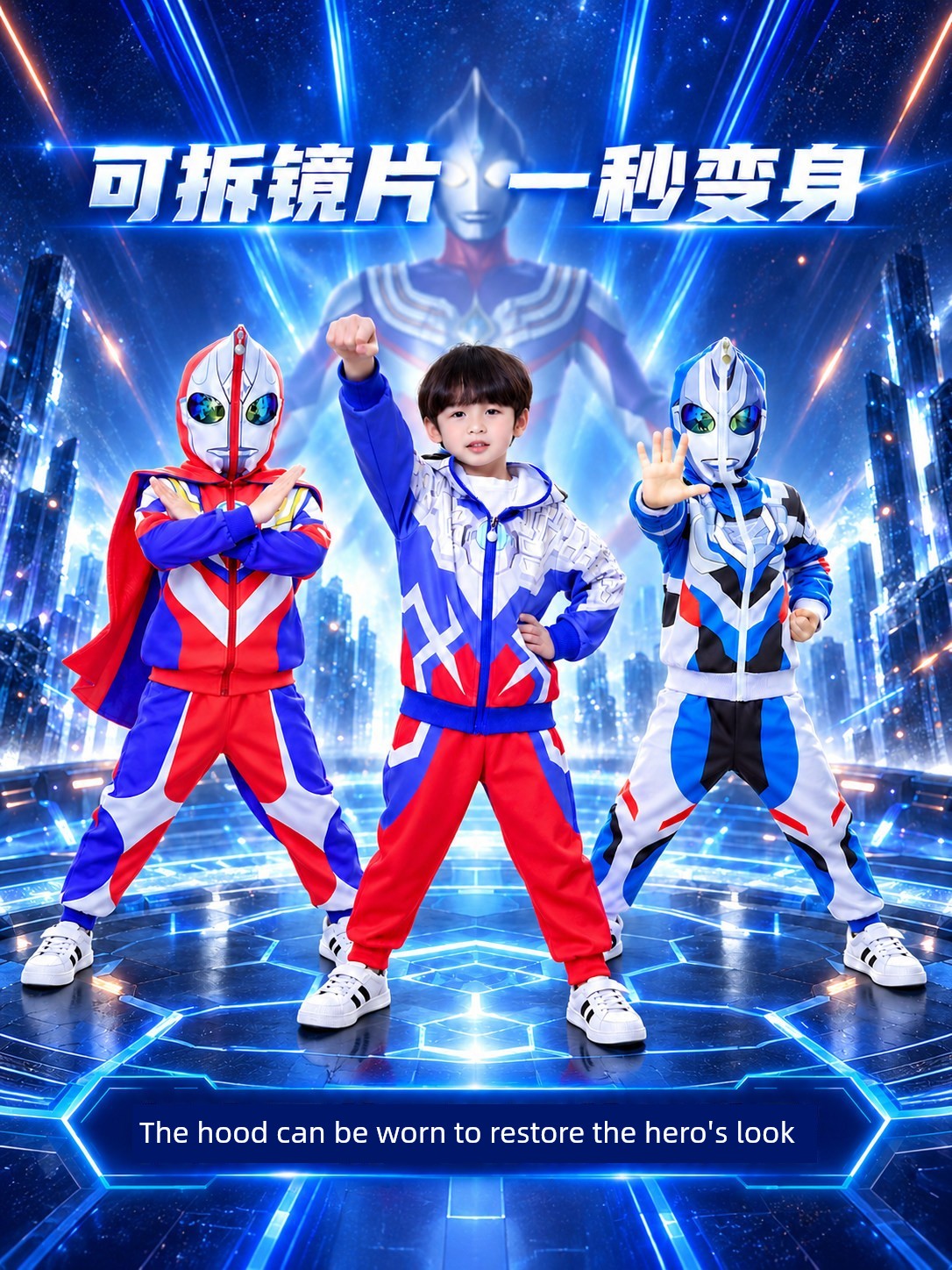 Ultraman Zero Costume for Children, Tiga Boys' Leather Suit, Spider-Man Boys' Christmas Cosplay Halloween Costume