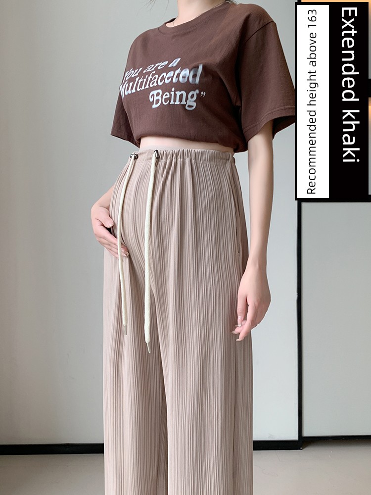 Pregnant Women's Pants Loose Pants Summer Thin Outwear Ice Silk Casual Pants Straight-Leg Pants Loose Anti-Mosquito Leggings Summer Wear — 1