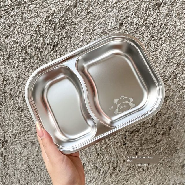 Food grade 316 stainless steel children's meal tray kindergarten home baby stainless steel meal tray anti-fall multi-grid lunch box