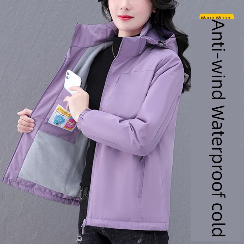pizex female outdoors Autumn and winter 2022 The new Chaopai Windbreak waterproof Plush keep warm easy Mountaineering clothes loose coat