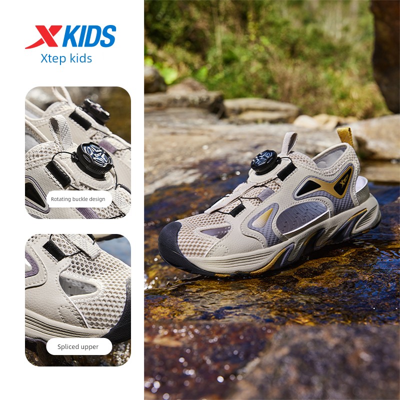 Xtep Children's Shoes, Boys' Sandals, Big Children's Shoes, New Summer Sandals, Rotating Buckle, Hollow Design, Non-Slip, Wear-Resistant Beach Shoes — 8