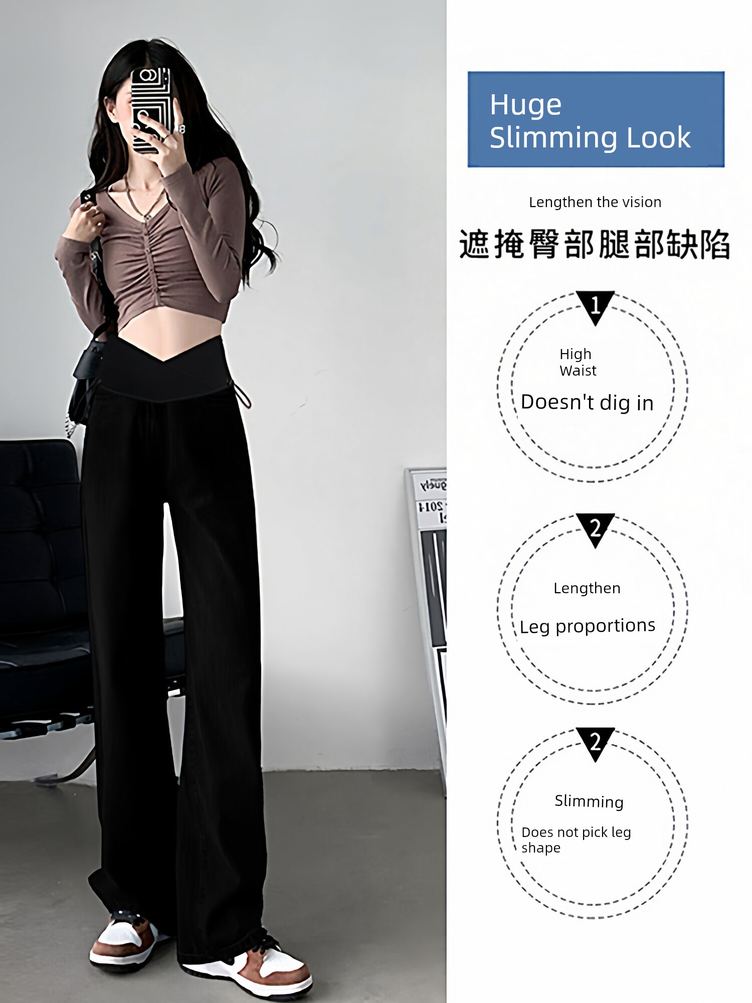 Maternity Pants for Autumn, Black Straight-Leg Pants for Outdoor Wear, 2026 New Style, Low-Waist, Non-Tight on the Belly, Summer Wide-Leg Pants, Autumn Wear — 2