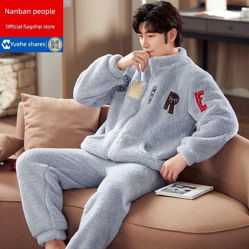 NGGGN male winter thickening Flannel keep warm pajamas