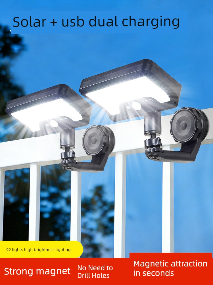Solar Outdoor Light 2026 New Model for Home Use, Garden Light, Balcony Fence, No-Drill Magnetic Human Sensor Wall Light