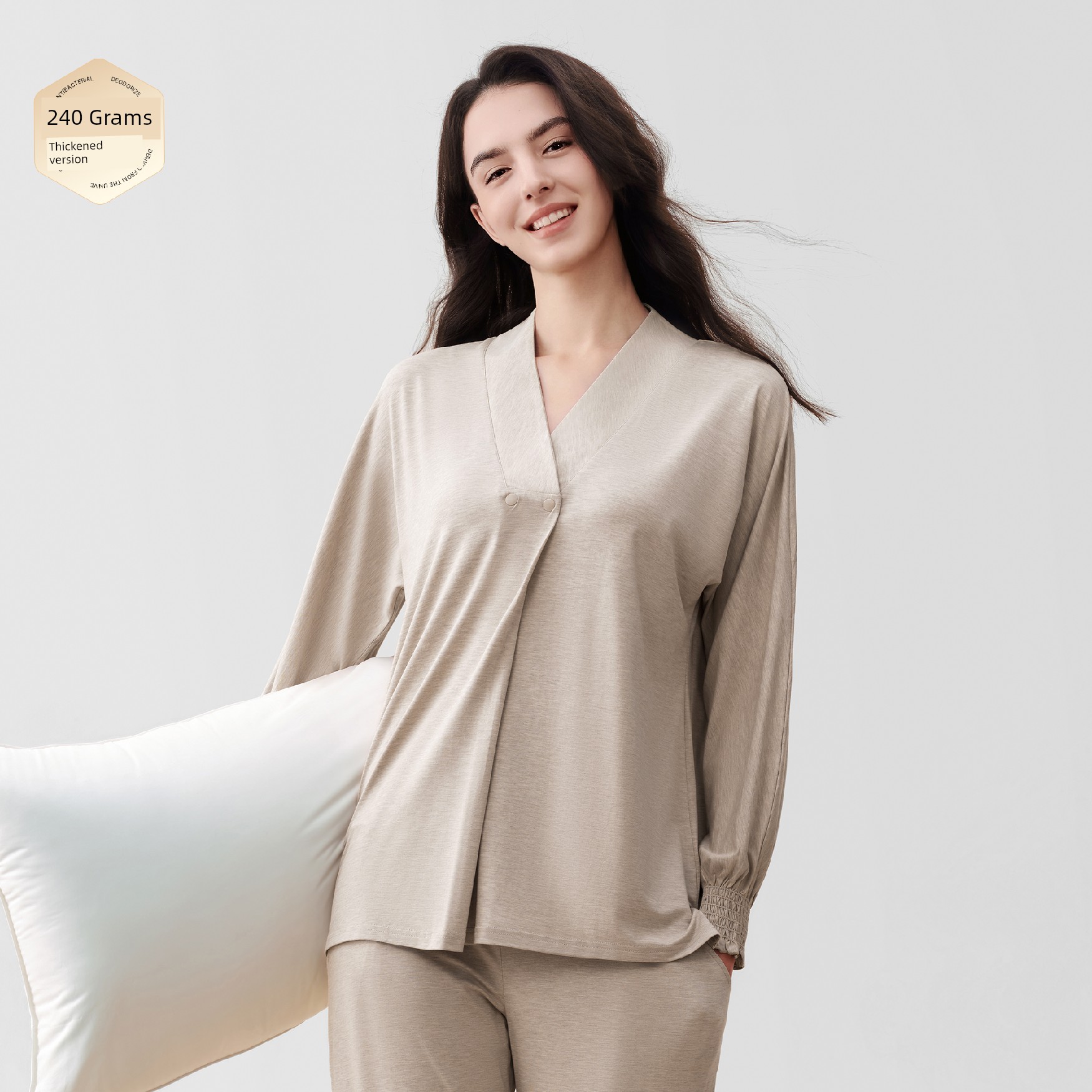 Gemeizi Maternity Clothing Class a Bamboo Fiber Maternity Pajamas Postpartum Nursing Wear Homewear Set Autumn/Winter Edition — 2