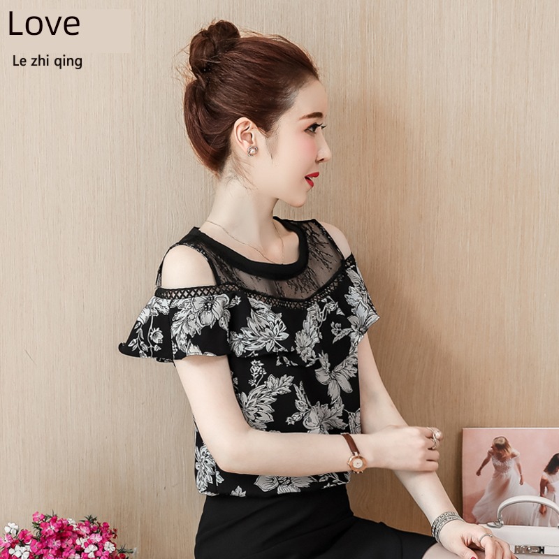 Foreign style easy strapless  Short sleeve jacket Chiffon shirt
