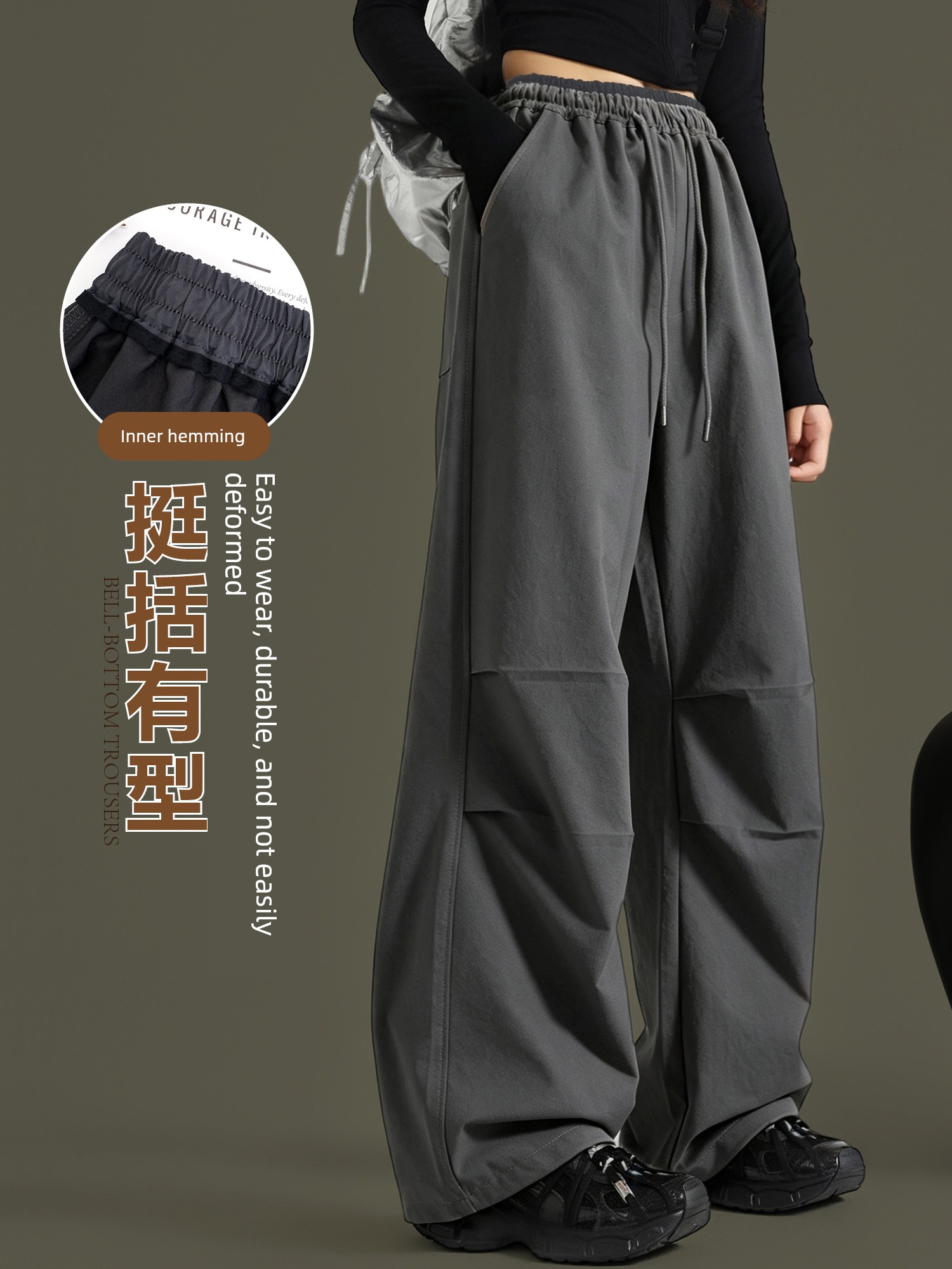 Girls' Cargo Pants Spring and Autumn 2026 New Straight-Leg Pants Youth Casual Pants Loose Fit Big Girl Sports Pants — 2