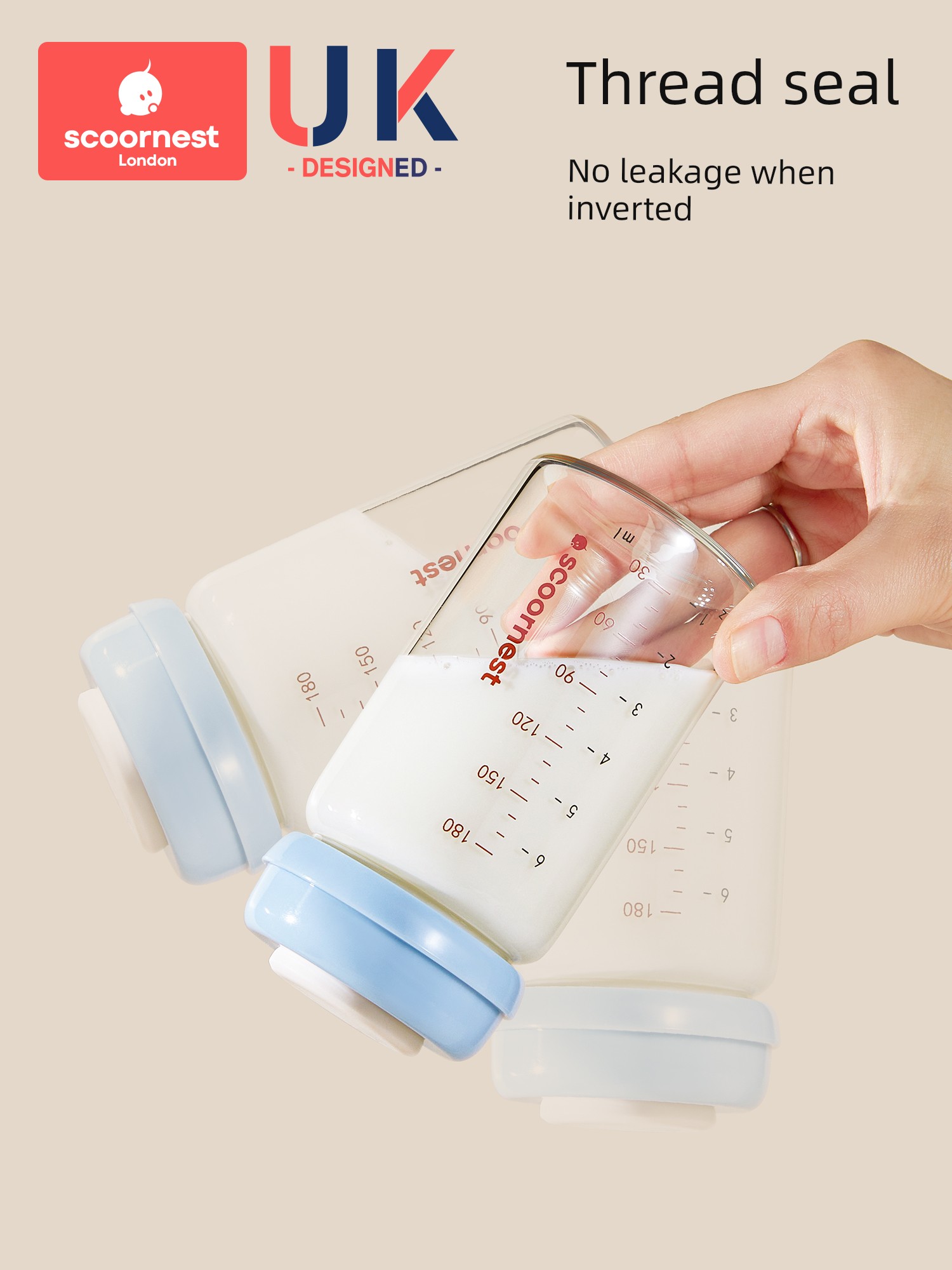Kechao Glass Milk Storage Bottle for Refrigerator, Can Be Heated, Can Be Connected to a Breast Pump, Breast Milk Storage Container, Sealed and Fresh-Keeping — 3