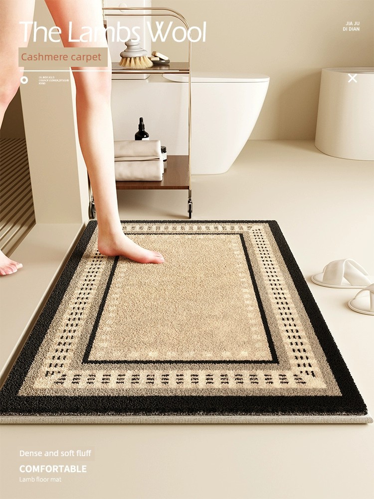 法式風格衛生間軟毛絨地墊浴室強吸水防滑地毯簡約現代家用門口腳墊
