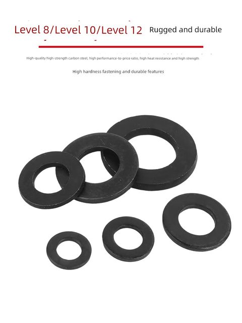 Black 8.8/10.9/12 grade high strength flat gasket round larger thickened flat gasket metal screw meson