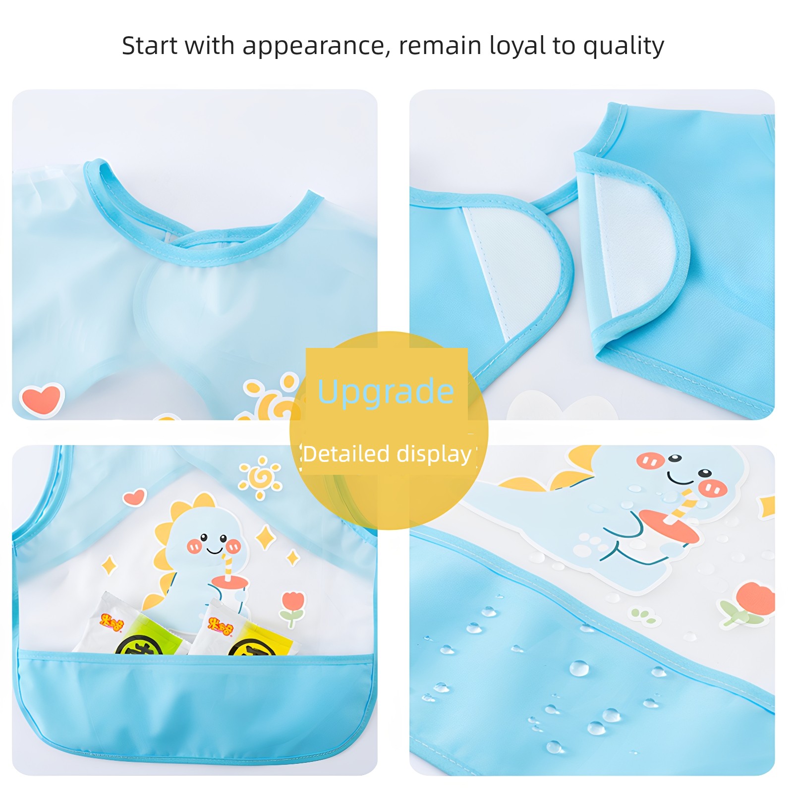 Baby Eating Bib Waterproof Infant Feeding Smock Sleeveless Anti-Dirt Apron for Boys and Girls Children's Dining Bib Kindergarten Apron — 4