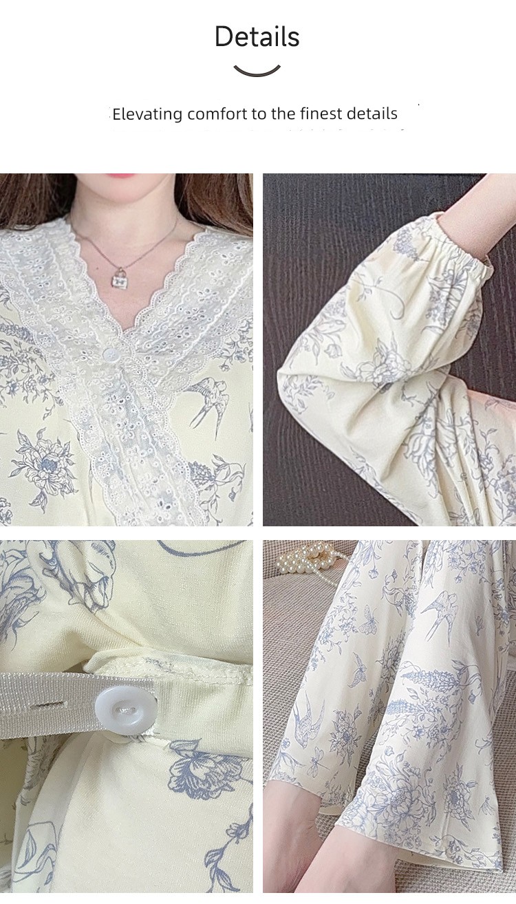 Modal Maternity Pajamas for Women, Suitable for Summer, Autumn, and Winter, September, Postpartum, Breastfeeding Period, Pure Cotton Maternity Loungewear — 12