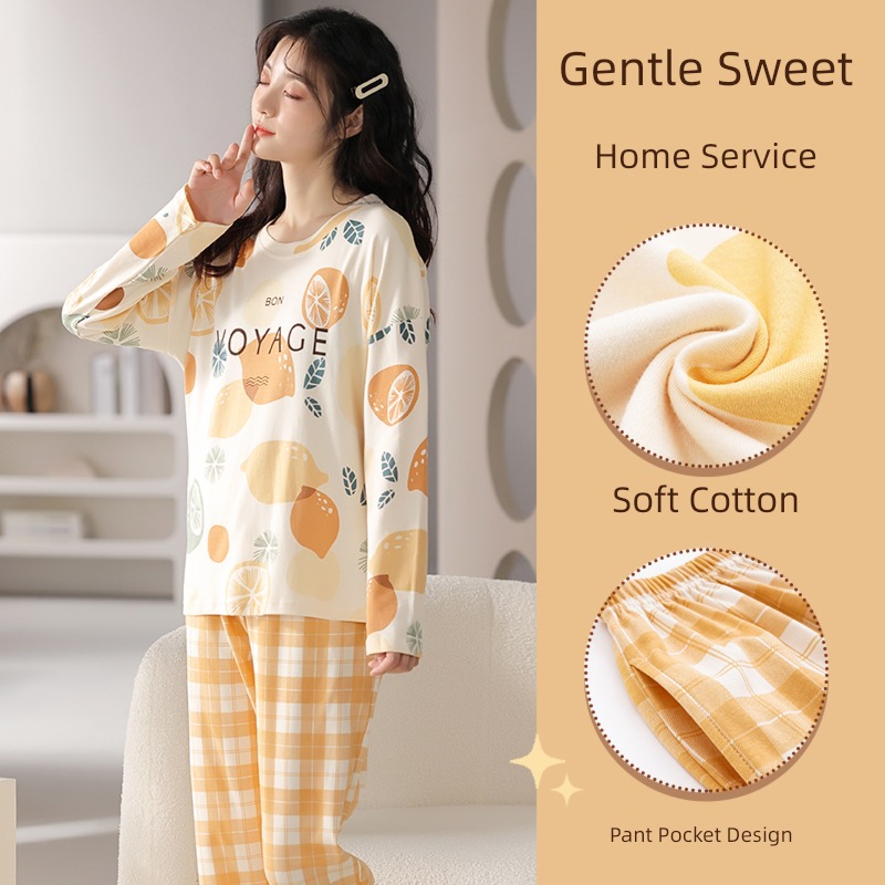 Women's money Long sleeve pure cotton lovely Spring and autumn days suit pajamas